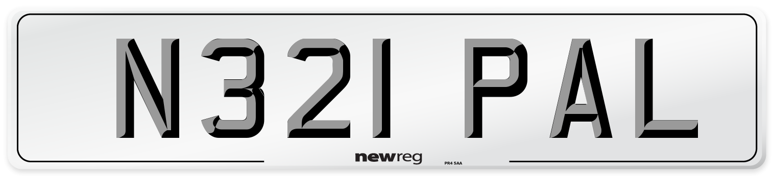 N321 PAL Number Plate from New Reg